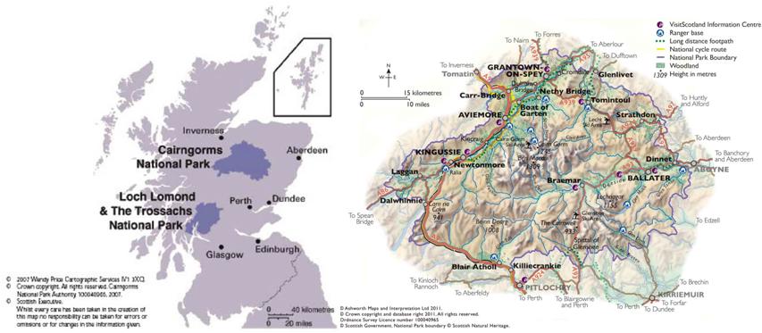 Map Cairngorms and Scotland